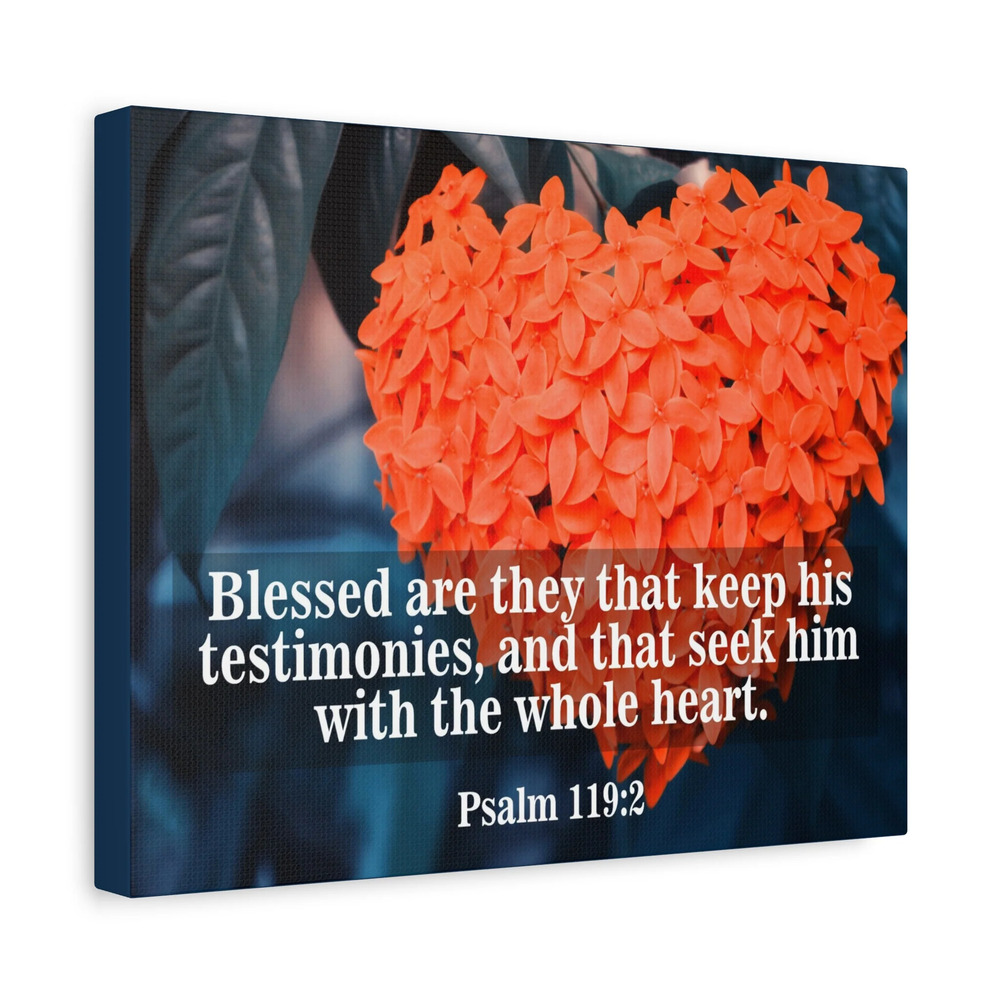 Scripture Canvas Keep His Testimonies Psalm 119:2 Christian Wall Art Bible